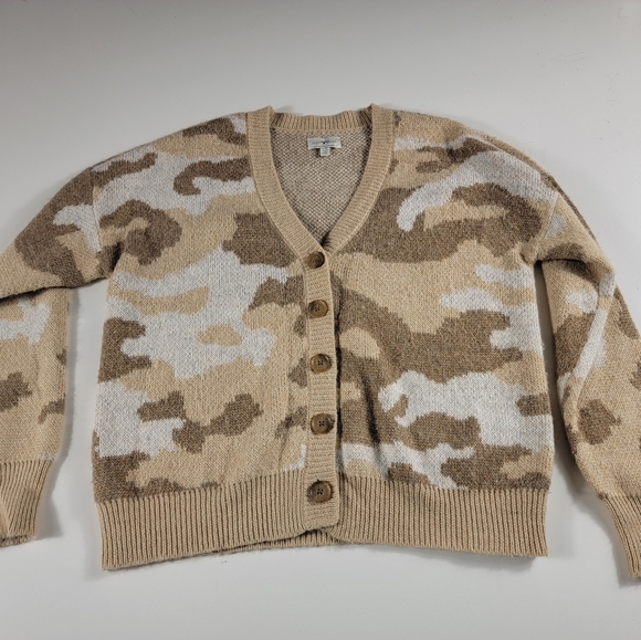 LUCKY BRAND WOOL BLEND CAMO WOMEN'S CARDIGAN SWEATER SIZE LARGE $79.50 - Picture 3 of 7